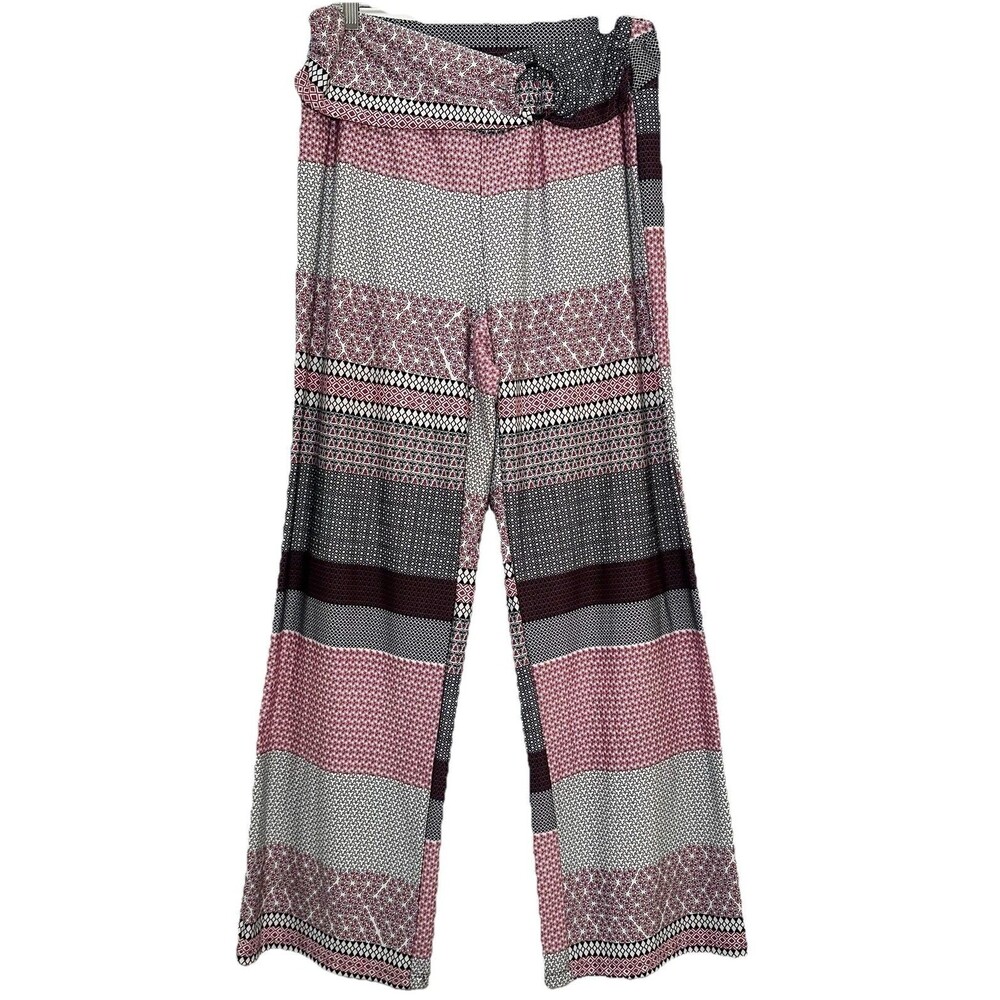 Robert Louis 1X Boho Wide Leg Palazzo Pants Geometric Print Stretch Plus Stretch